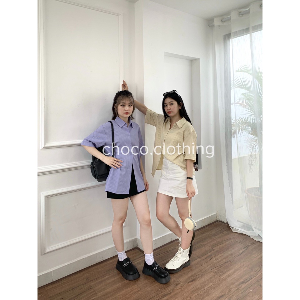 (Hàng có sẵn) Áo SOMI NỮ TAY NGẮN CHẤT SỌC GÂN năng động