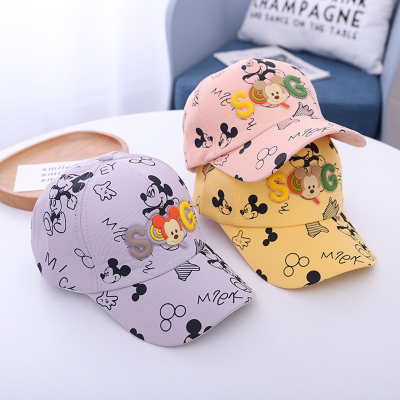 Nón lưỡi trai chống nắng họa tiết hoạt hình graffiti thời trang dành cho bé