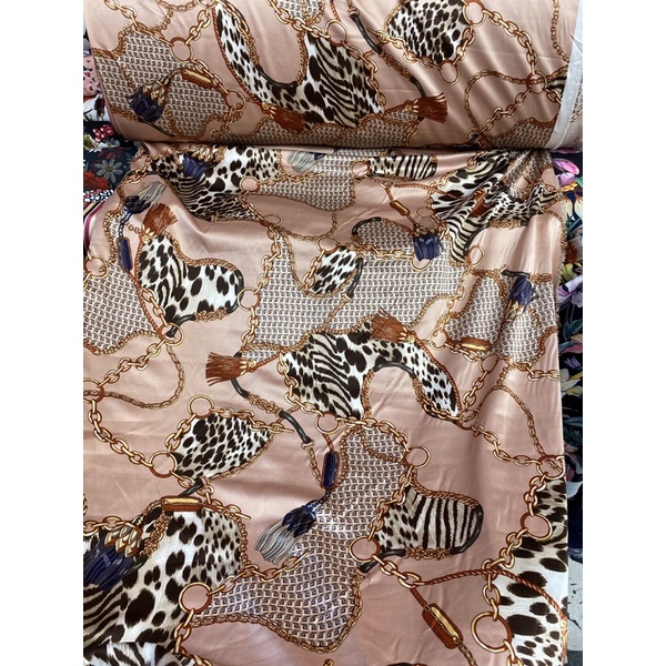 Vải lụa satin lập thể dây xích may sơ mi đầm váy bộ kiểu nữ