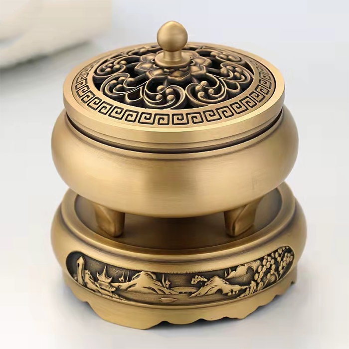 Lư đồng đốt hương ba chân đế thiết kế sang trọng