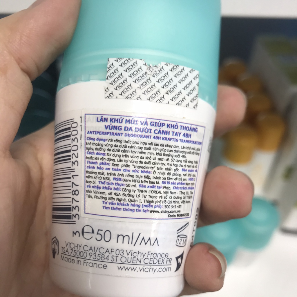 Lăn khử mùi Vichy lăn nách vichy nắp xanh/trắng/đỏ lăn khử mùi hôi nách 50ml