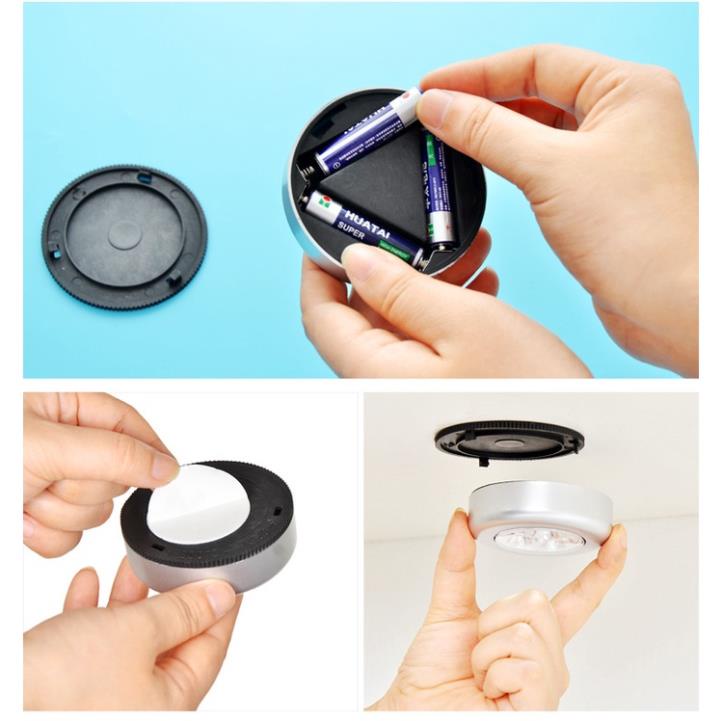 Đèn Led Dán Tường 3 Bóng - Gắn Tủ Quần Áo Phòng Ngủ, Tủ Bếp - Dùng Pin AAA