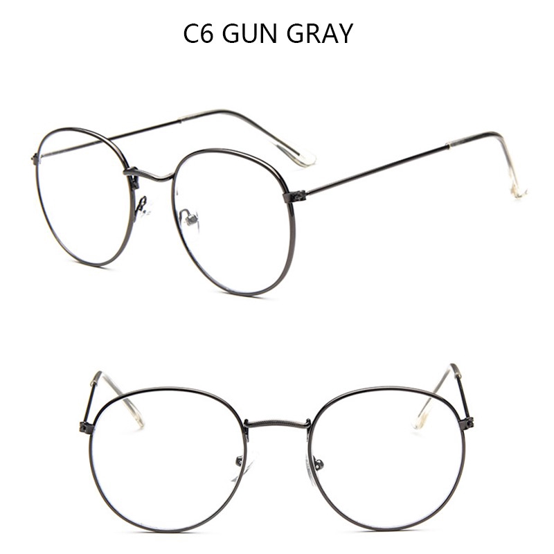 Kính mắt đọc sách gọng kim loại tròn phong cách retro thời trang