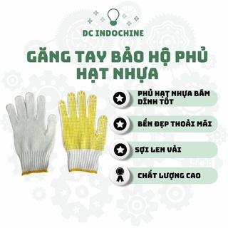 Găng tay bảo hộ lao động, găng tay len, găng tay làm vườn chất liệu len vải sợi phủ hạt nhựa, chống mài mòn tốt