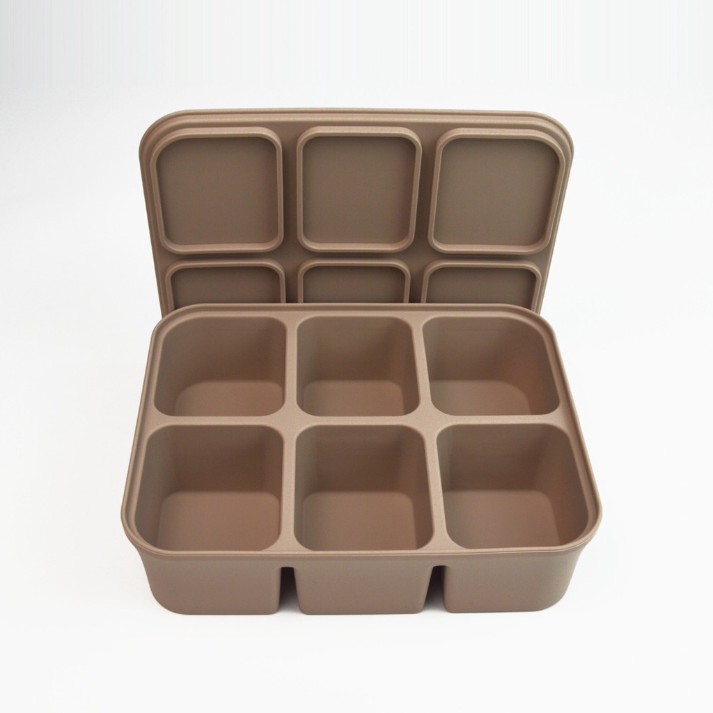 Khay silicone trữ đông 6 ngăn có nắp, khay trữ đông đồ ăn dặm, khuôn nướng bánh mesocshop