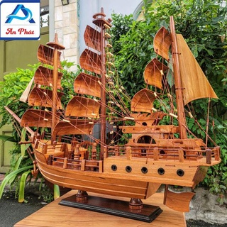 Thuyền Buồm Phong Thủy Gỗ Gõ 60x80cm