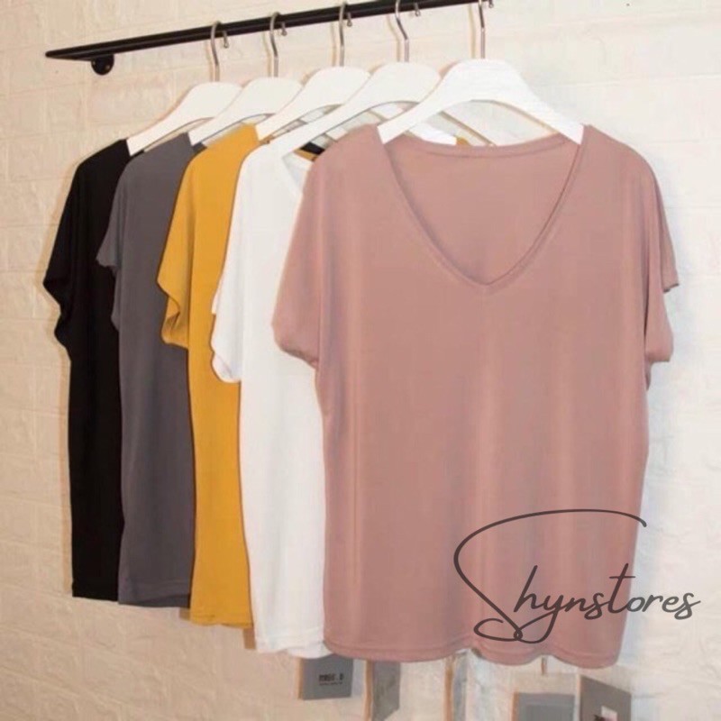 Áo phông giấy Shynstores - áo thun cổ tim ngắn tay vải cotton giấy đủ màu freeship