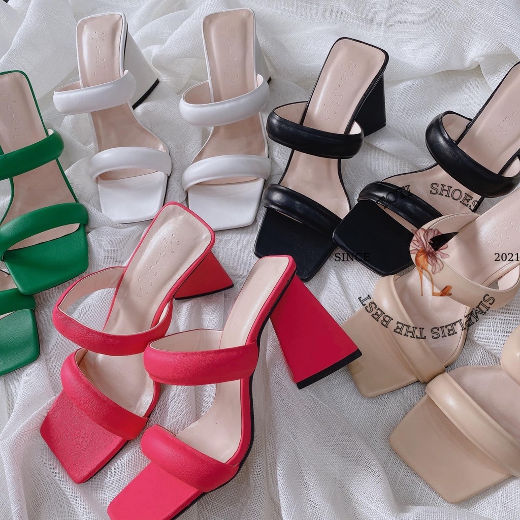 GUỐC NỮ TOTIIE SHOES - DÉP CAO GÓT 2 QUAI NGANG MŨI VUÔNG - DÉP NỮ THỜI TRANG - DÉP GUỐC ĐẾ TRỤ 9CM - D2202160