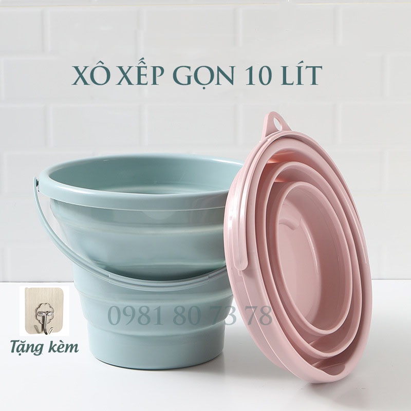 Xô Đựng Nước Xếp Gọn 5cm Thông Minh, Xô Nhựa Đựng Nước Xếp Gọn Không Chiếm Diện Tích (10 Lít)