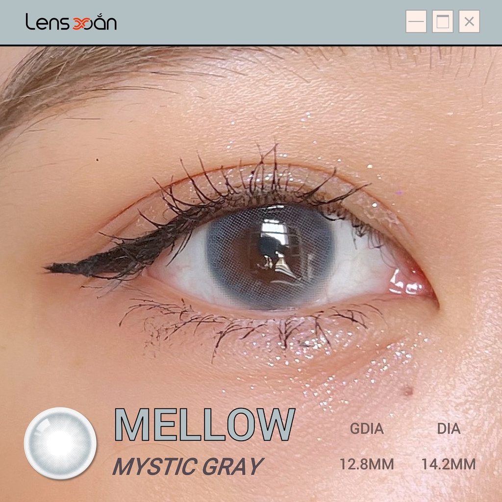 KÍNH ÁP TRÒNG MELLOWS MYSTIC GRAY của Olola (6 tháng): Kính áp tròng xám ánh xanh nhẹ tự nhiên | Lens Xoắn (GIÁ 1 CHIẾC)