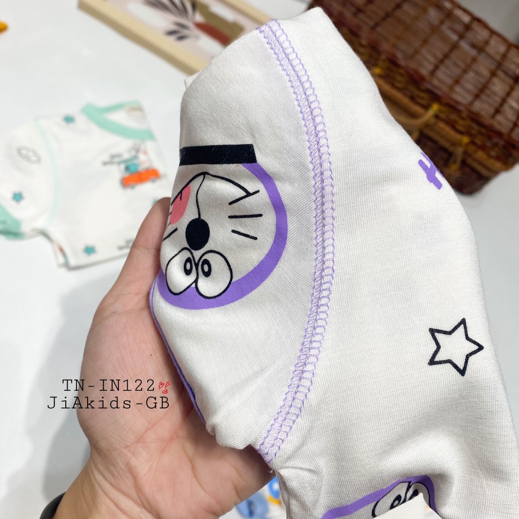 Bộ Tay Ngắn Quần Dài THUN LẠNH MINKY MOM In Thân Áo Trắng Quần Màu Cho Bé TN-IN122