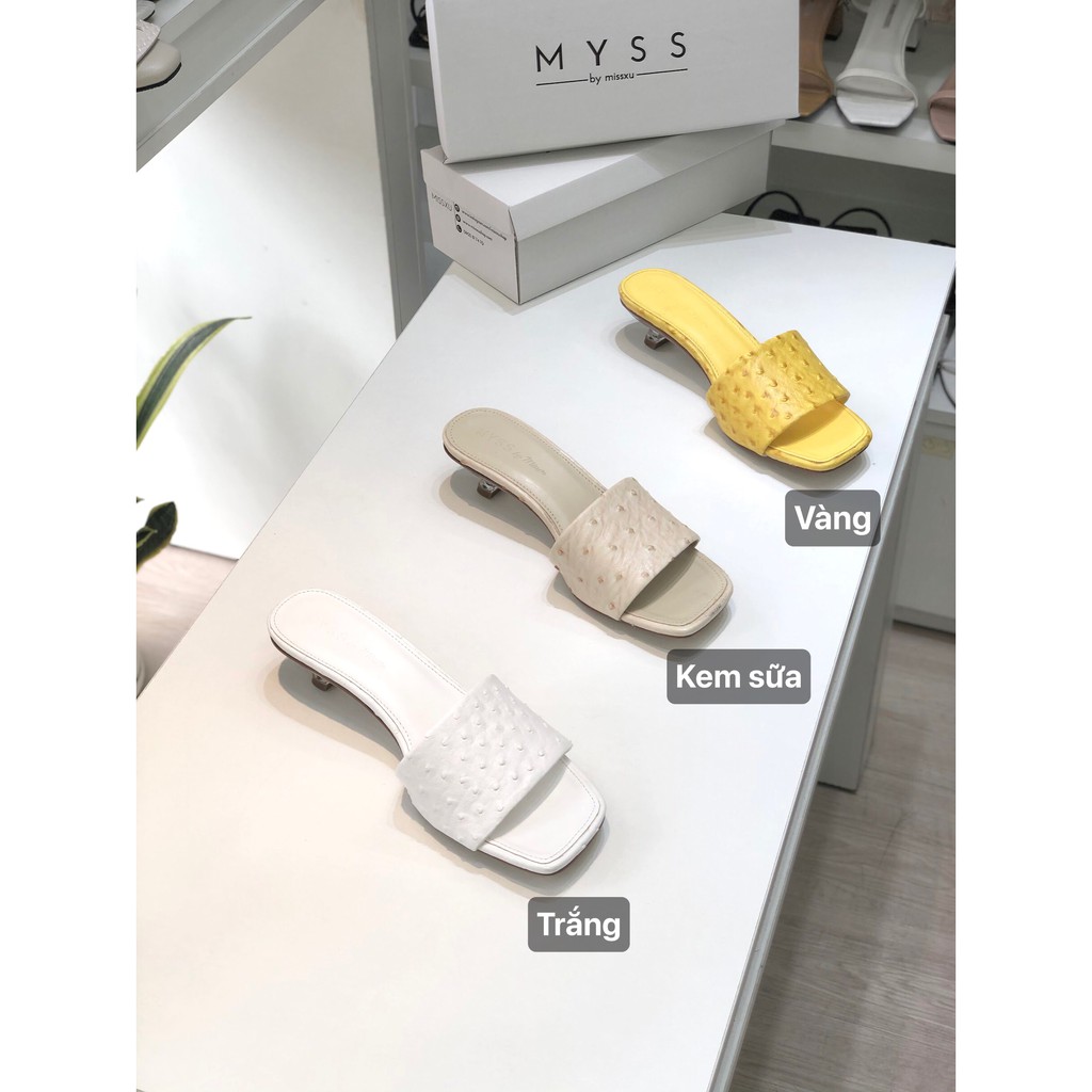 Giày guốc nữ quai ngang giả da đà điểu gót trong 3cm thời trang MYSS - SU107