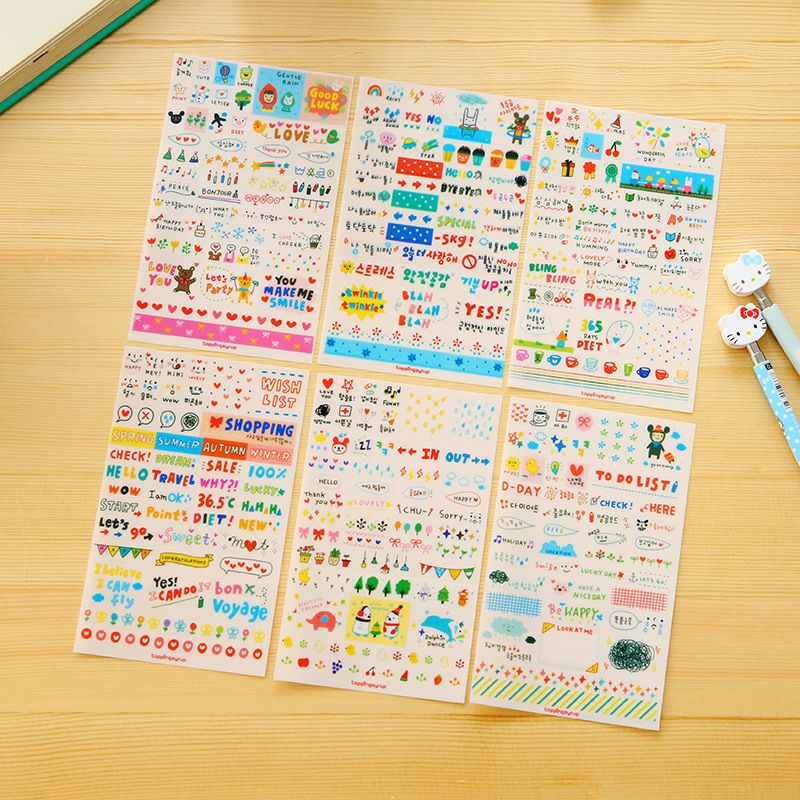 Sét 6 miếng dán nhãn dán sticker dùng trang trí