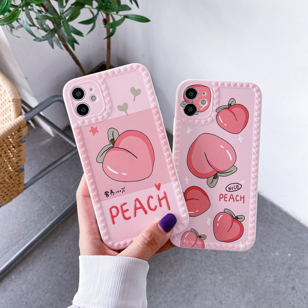 Ốp điện thoại họa tiết đào Hàn Quốc dễ thương hình iPhone 12 Pro Max 12 / 11 Pro / Max / X / XS / XR / 7p / 8plus | BigBuy360 - bigbuy360.vn