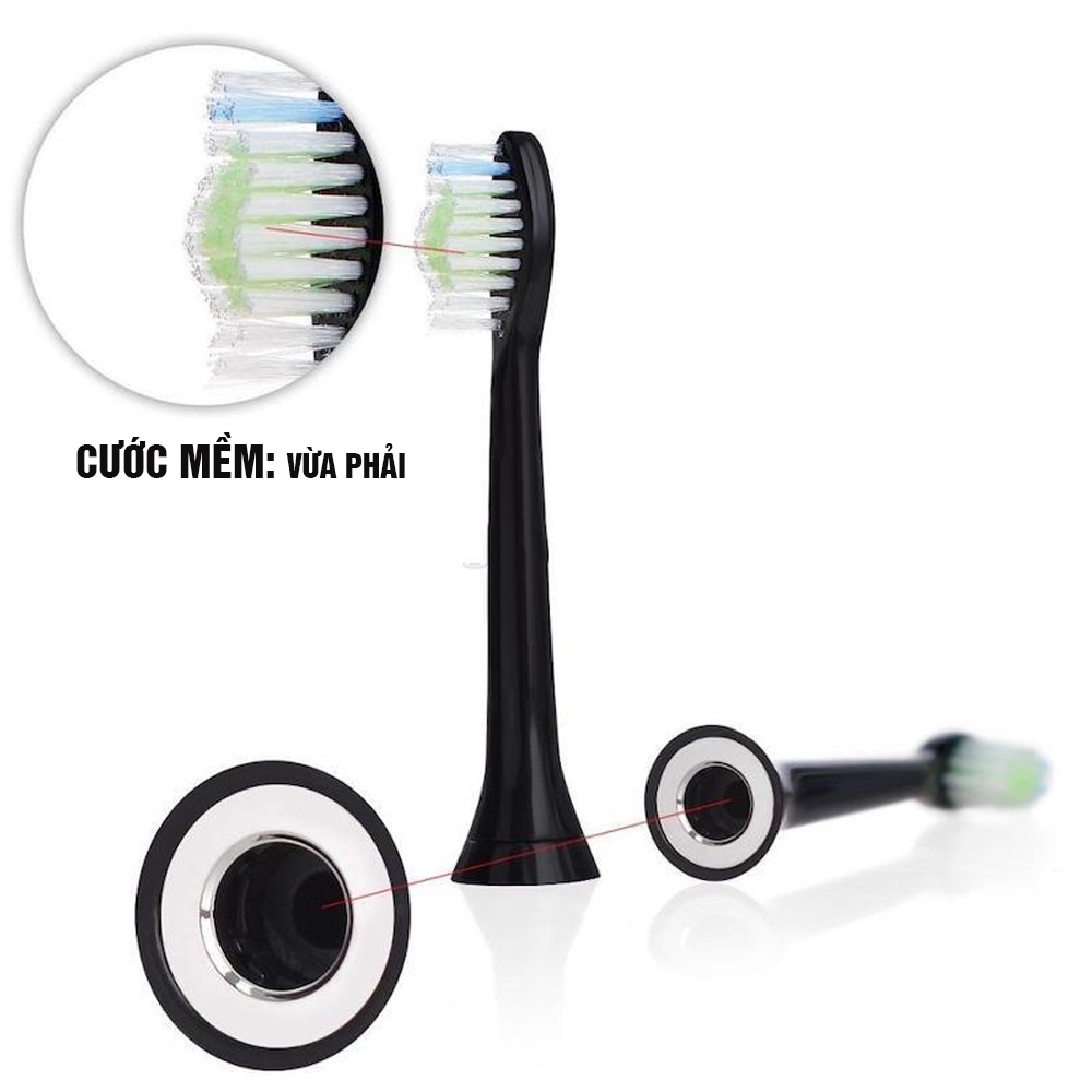 Cho máy Philips Sonicare W/HX-6064 Black Dimond Clean Bộ 4 đầu bàn chải đánh răng điện, Phá tan mảng bám Minh House