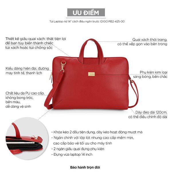 Túi xách da đựng laptop 14 inch dùng cho nam và nữ,  thương hiệu idigo thiết kế sang trọng,chắc chắn, phải mua ngay