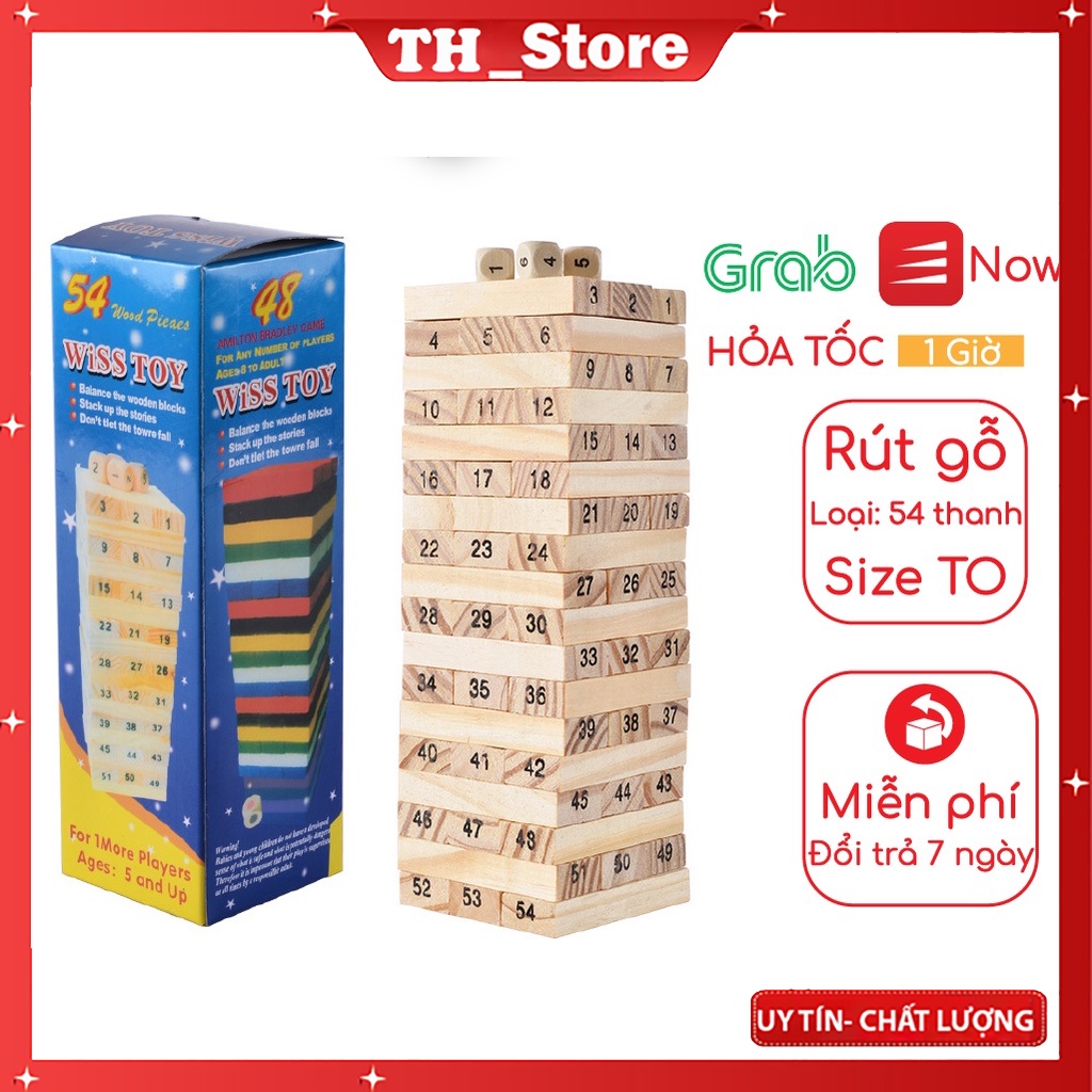 Trò chơi rút gỗ size lớn 54 thanh đồ chơi rút gỗ loại to giúp phát triển kỹ năng cho bé