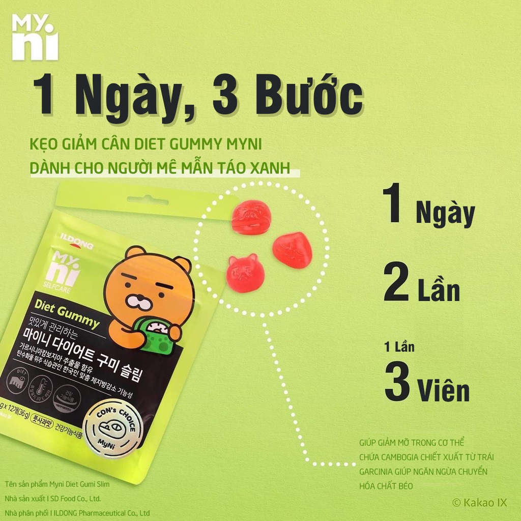 Kẹo Táo Giảm Cân Myni Selfcare Diet Gummy ILDONG Hàn Quốc Gói 12 Viên