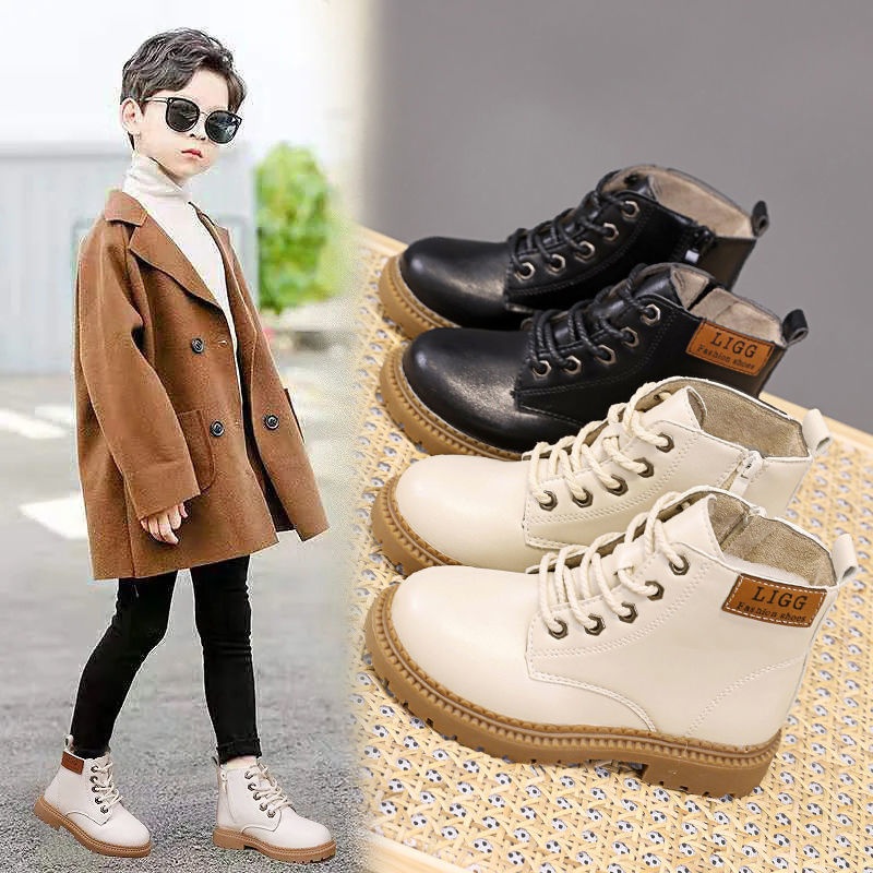 Giày bốt da cotton lót nhung chống trượt thời trang thu đông cho nữ