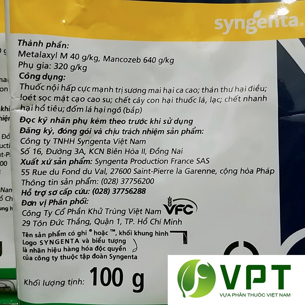 [SIEURE] Nội Hấp RIDOMIL GOLD 68WG gói 100g hàng đẹp, phân phối chuyên nghiệp.