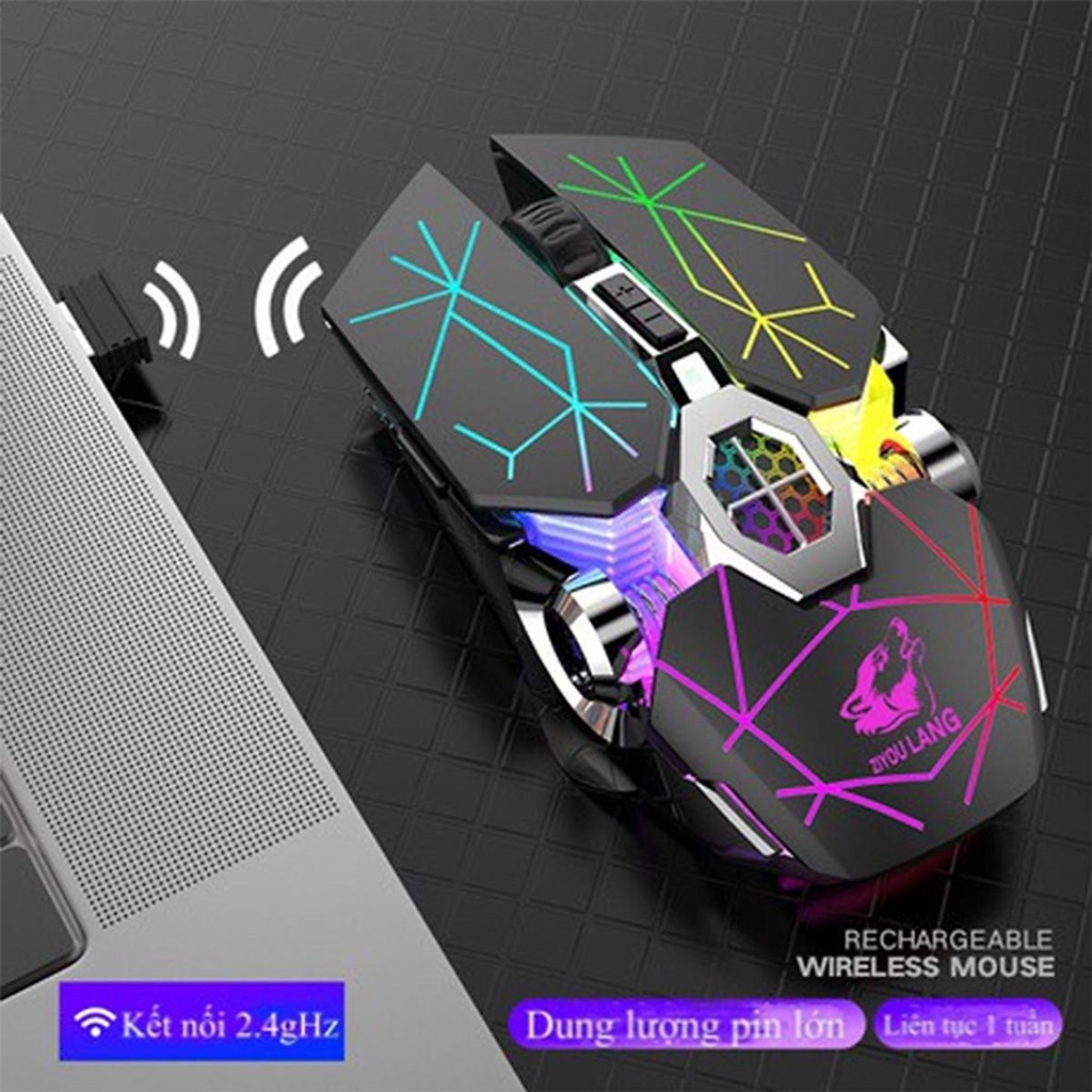 Chuột Không Dây Gaming Led Siêu Đẹp FREE WOLF X13 Pin Sạc Dùng Siêu Trâu Chuột Máy Tính Không Dây Đẹp- 4089