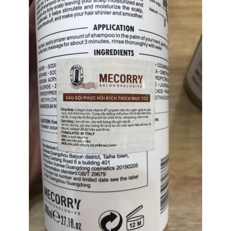 Cặp Dầu Gội Chuẩn Salon Hiệu MECORRY(Ý) Giúp Mọc Tóc  Ngăn Ngừa Rụng Tóc Hiệu Quả ( SP41232335)