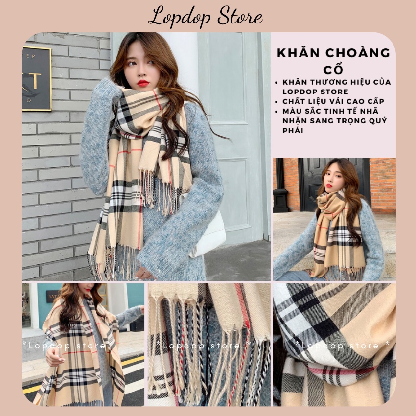 Khăn choàng cổ nam nữ kẻ cao cấp Phong cách sang trọng Lopdop Store - KH102