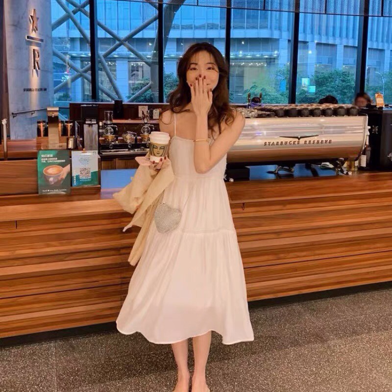 Đầm Maxi Nữ Trắng 2 Dây 🦋 Váy 2s Nữ Chất Đũi Dáng Xòe 🦋