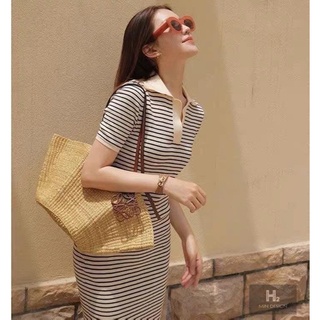 Váy polo ôm body kẻ ngang sang chảnh