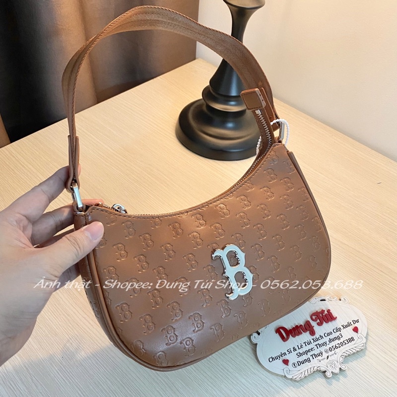 Túi nữ kẹp nách, đeo vai  size 23 chất da vân dập chữ chìm full màu