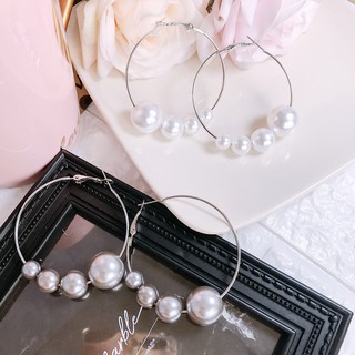 (Thanh Lý) Khuyên tai Bông tai nữ đẹp phong cách hàn quốc kiểu dáng tròn đính châu to nhỏ (hình tự chụp)