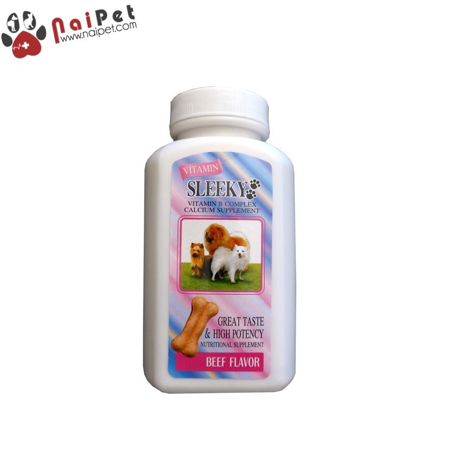 Viên Bổ Sung Canxi Vitamin Và Khoáng Chất Vị Thịt Bò Cho Chó Sleeky Hàng Thái Hộp 140 Viên