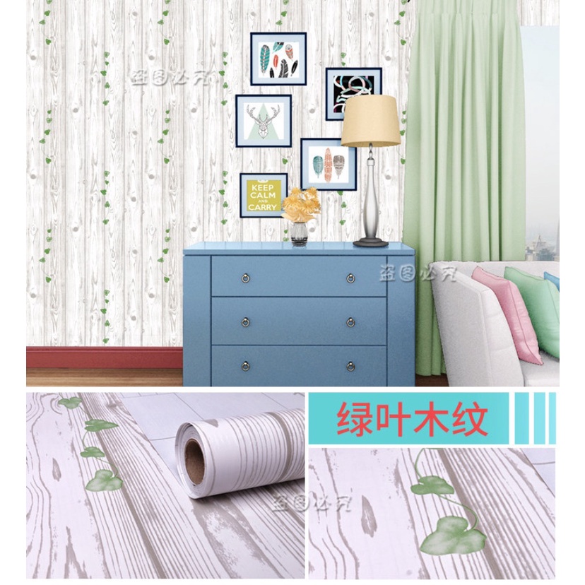 5M decal giấy tường giả gỗ ván khổ 45cm có sẵn keo dán DT630