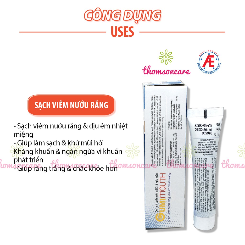 Gumimouth - Kem bôi nhiệt miệng, vệ sinh miệng từ thảo dược, chứa nano bạc, đinh hương