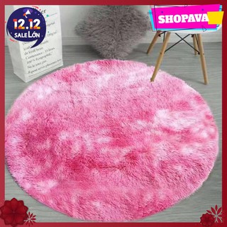 [Free ship-Giảm mạnh]Thảm lông loang tròn nhập khẩu đường kính 1m-màu hồng loang
