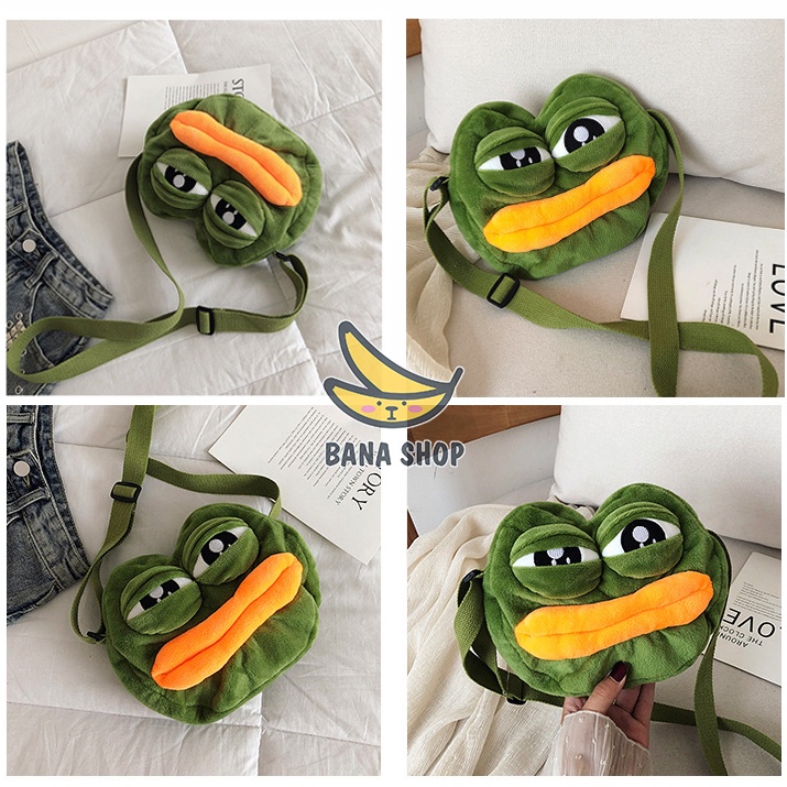 Túi đeo chéo nhỏ mặt ếch xanh Pepe sad frog siêu bựa dành cho vozer