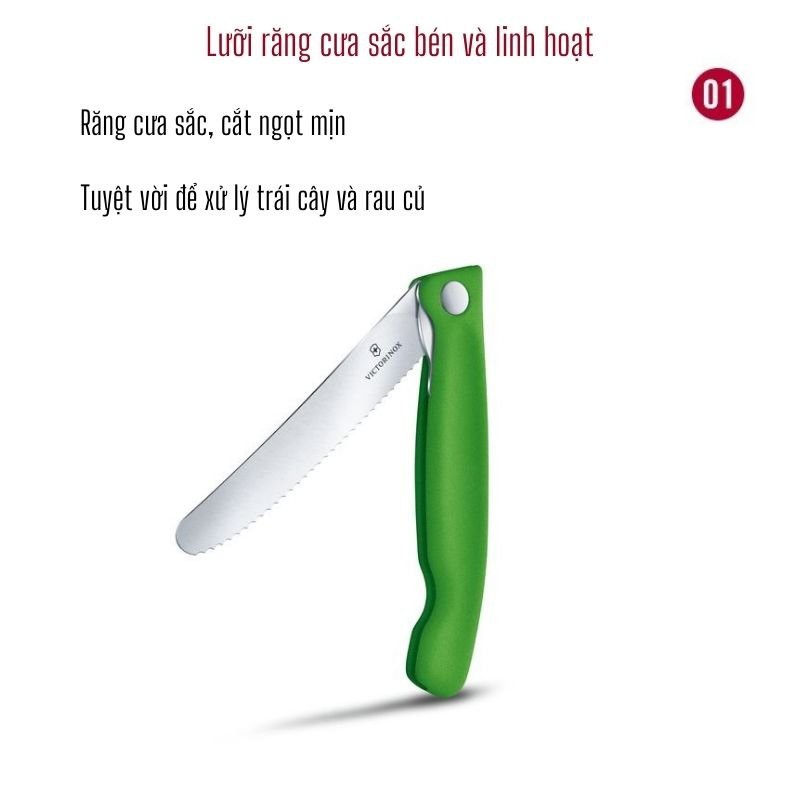 [THỤY SĨ] Dao Gọt Victorinox Lưỡi Răng Cưa 11cm Có Thể Gập - Hàng chính hãng