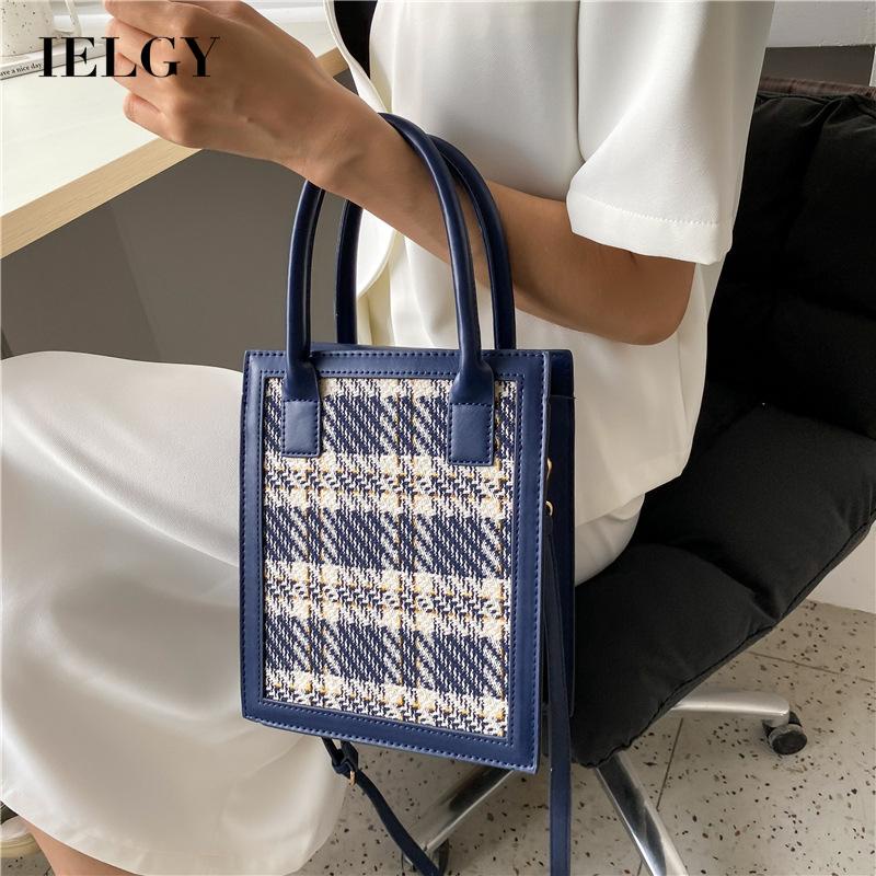 Túi đeo chéo IELGY cỡ lớn kẻ sọc caro cổ điển thời trang cho nữ