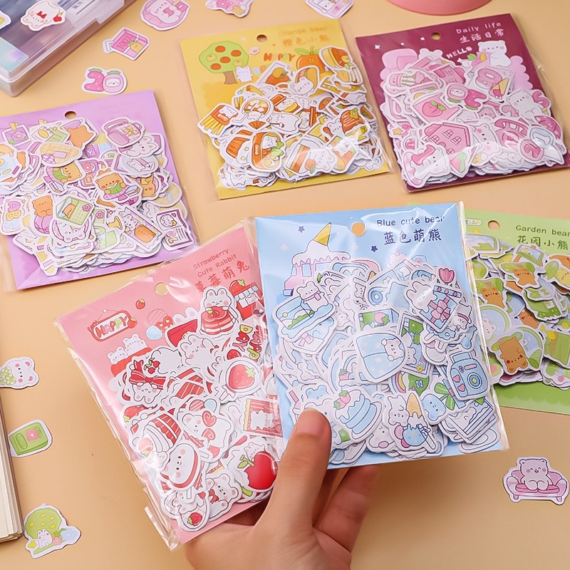 Bộ 200 Miếng Dán Sticker Trang Trí Sổ Tay Hoạ Tiết Hoạt Hình Xinh Xắn - Tiệm Ốc Sột