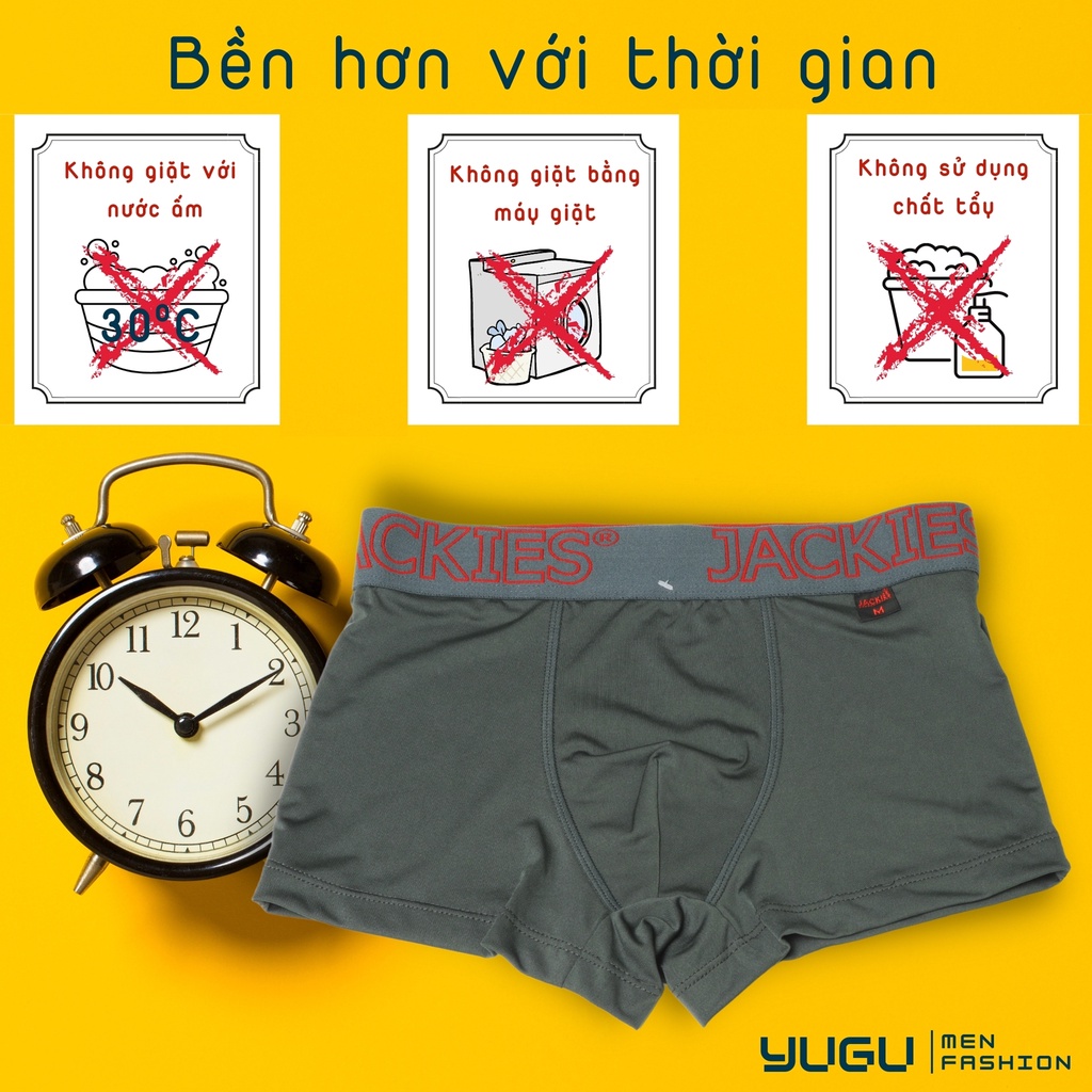 Quần sịp đùi nam cao cấp thun lạnh cạp cao JACKIES N02 -YUGU- Quần lót boxer nam thun lạnh mềm mát ,1 chiếc, che tên