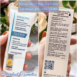 Kem dưỡng cho da nhờn Keracnyl Matifyer Ducray 30ml