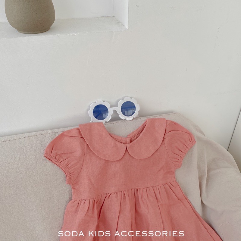 (Hàng thiết kế) Váy bé gái cổ sen trơn vintage