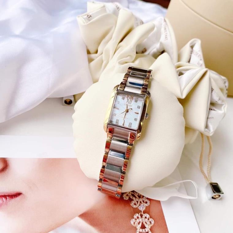 ĐỒNG HỒ NỮ CHÍNH HÃNG Citizen EW5554-58D mặt vuông duyên dáng, dây demi vàng - VEUWATCH