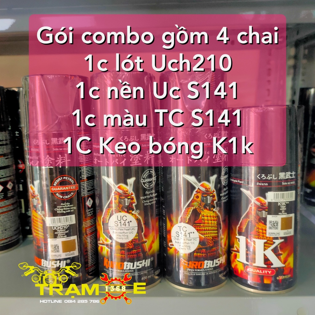 SƠN SAMURAI GÓI COMBO SƠN MÀU HỒNG CHERRY - HỒNG NGỌC S141 GỒM 4 CHAI ĐỘ BỀN CAO, hàng xịn giá tốt, hàng xịn giá tốt