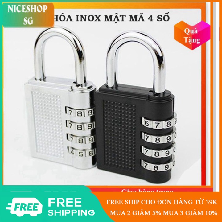 Ổ khóa inox mật mã 4 số không sợ quên chìa khoá chống trộm tốt - GD0819