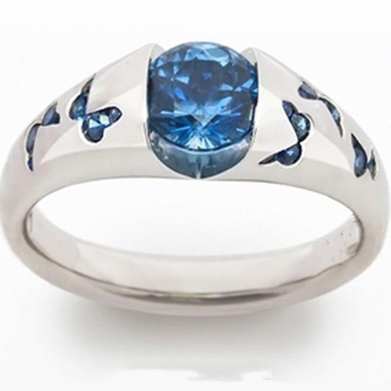 Nhẫn đính hôn kim cương đá quý trắng bướm thời trang nữ thanh lịch