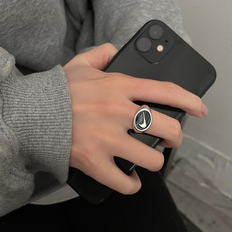 Nhẫn Hở Tick Có Thể Điều Chỉnh Biểu Tượng Đơn Giản Phong Cách hip hop Đường Phố Thời Trang Cho Nam Và Nữ