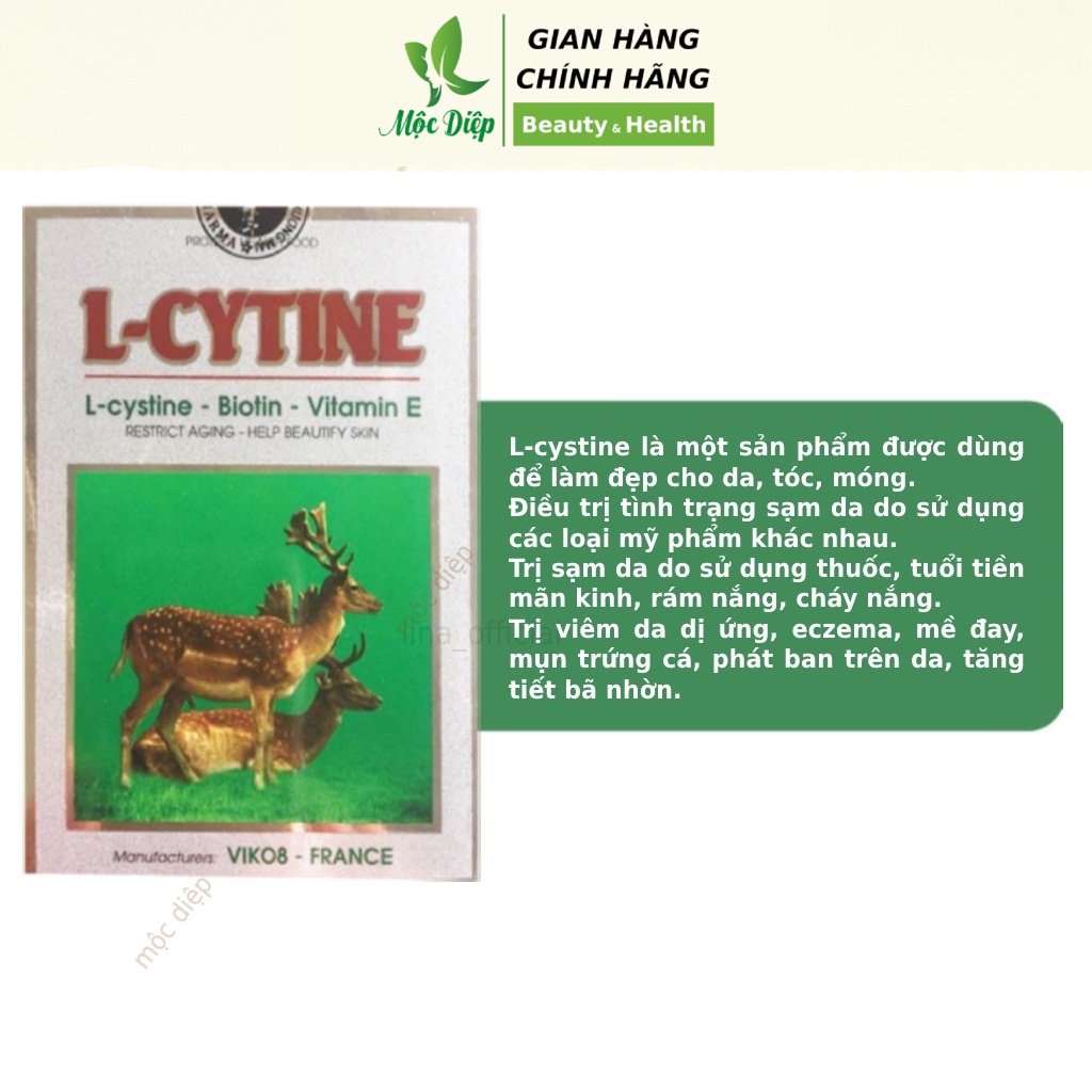 Lcystine hộp 60 viên hỗ trợ đẹp da Viên uống L cytstine chống rụng tóc mờ nám chống lão hóa