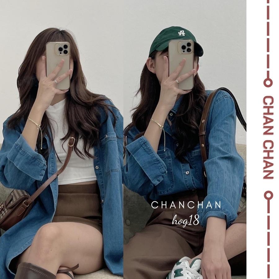 Áo Khoác Nữ Jean UNISEX Form Rộng Nam Nữ Màu Xanh- Áo khoác bò nữ form rộng suông