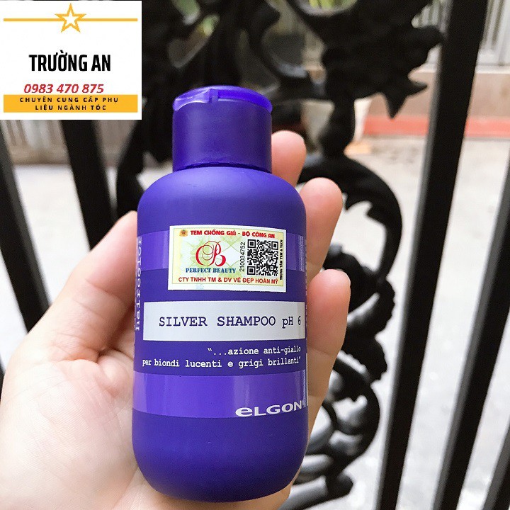[Siêu rẻ] Dầu gội khử vàng Elgon Silver shampoo cho tóc bạch kim Ý 100ml